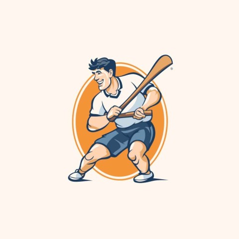 Baseball player with bat and ball. Vector illustration in cartoo