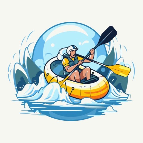 Kayaking. Vector illustration in cartoon style. Canoeing.