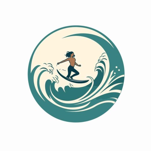 Surfer on the wave. Vector illustration on a white background.