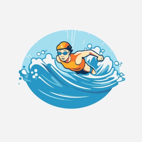 Swimmer in the water vector icon. Swimming sport illustration.