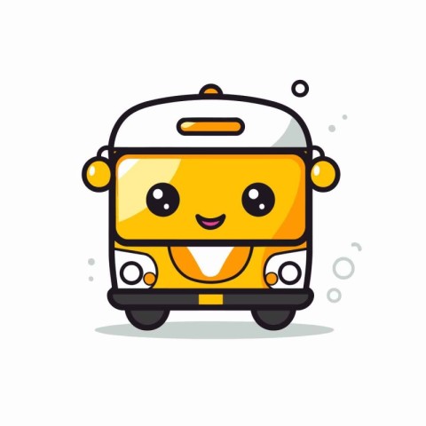 Cute Bus Cartoon Mascot Character. Vector Illustration.