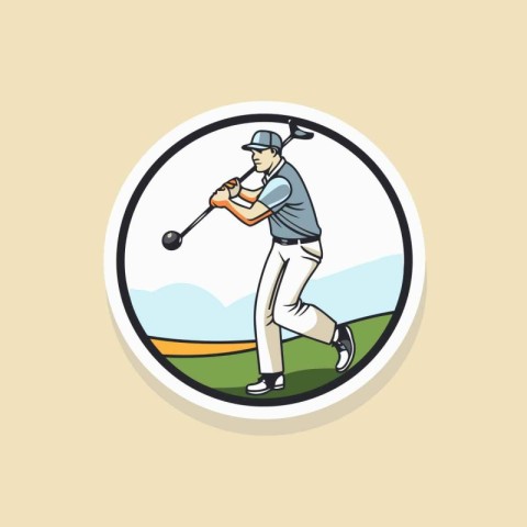 Golf player. Vector illustration of a golfer hitting a ball with