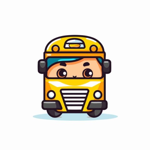 Cute school bus character. Vector illustration in a flat style.