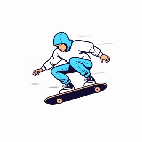 Skateboarder on a skateboard. Vector illustration on white backg