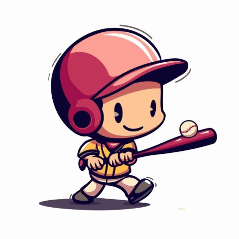 Baseball Player Cartoon Mascot Character Illustration Isolated o