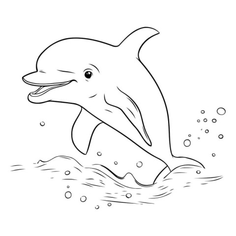 Dolphin jumping out of water. Coloring book for children.