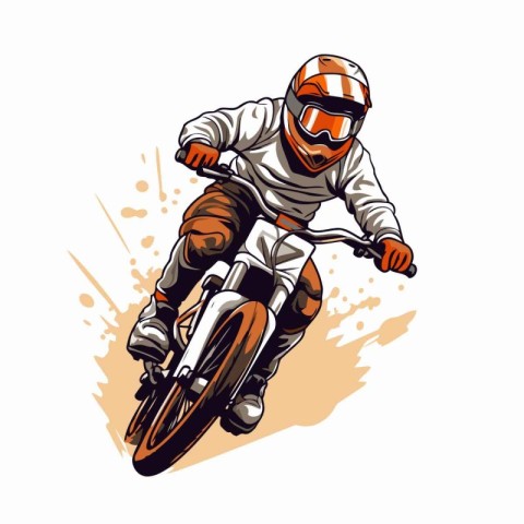 Vector illustration of a motocross rider in helmet and racing su