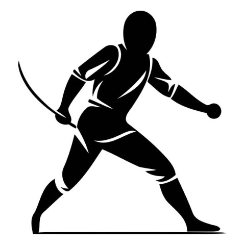 Silhouette of a fencer on a white background. Vector illustratio