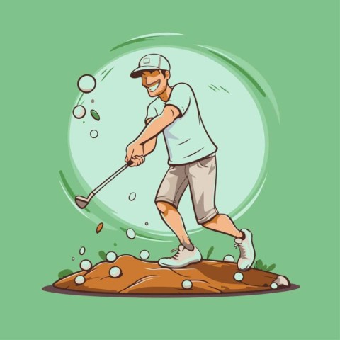 Golfer playing golf. Vector illustration of a golfer playing gol