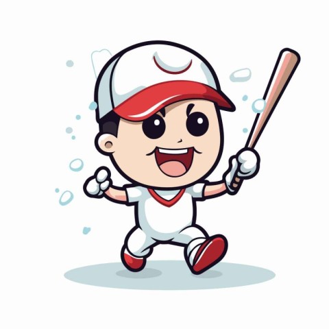 Baseball Player Cartoon Mascot Character Design Vector Illustrat