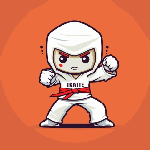 Taekwondo cartoon character vector illustration. Mascot design c