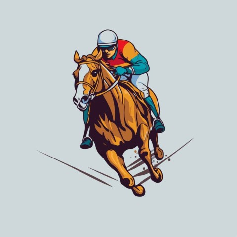 Horse jockey riding a race. Vector illustration of a racing hors