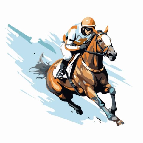 Jockey on horse. jockey on the race. Vector illustration