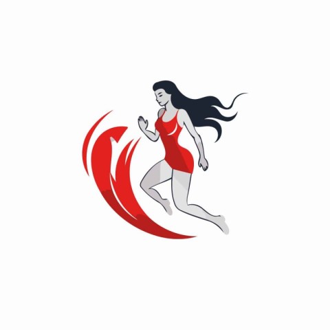 Running woman. Vector illustration. Isolated on a white backgrou