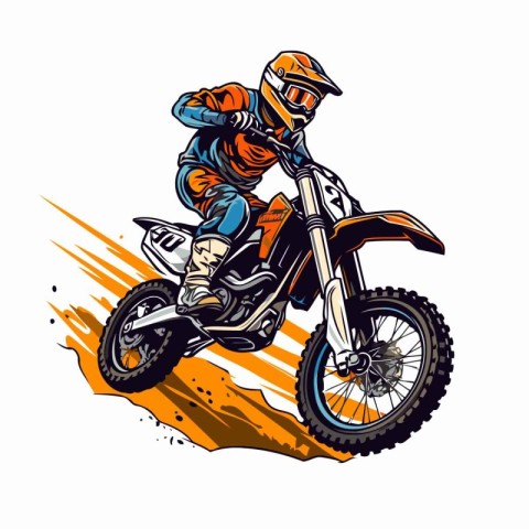 Motocross rider on the race. Vector illustration of a motocross