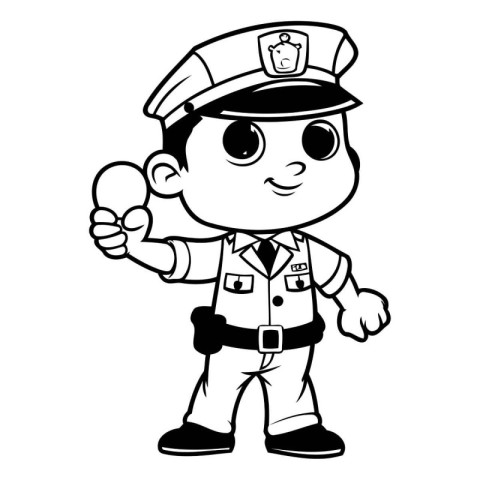 Black and White Policeman Cartoon Mascot Character Vector Illust