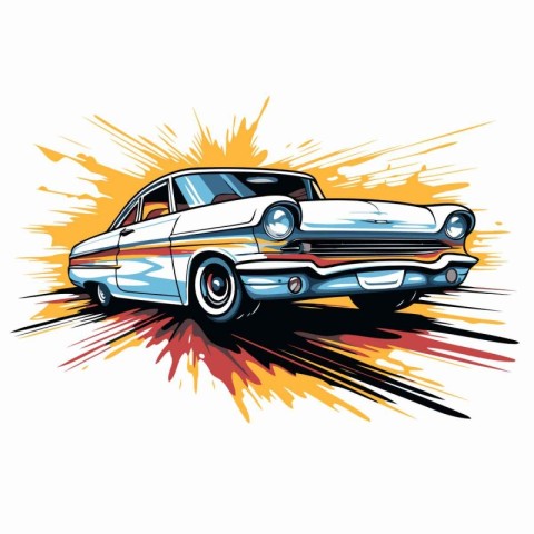 Retro car on grunge background. Vector illustration for your des