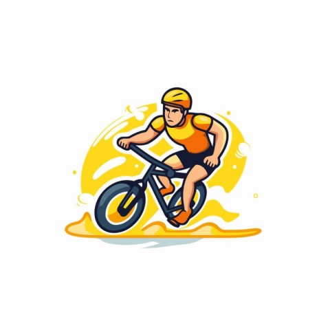 Cyclist on the road bike. Vector illustration on white backgroun