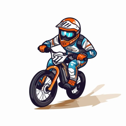 Motocross racer vector illustration. Side view of motorcyclist i