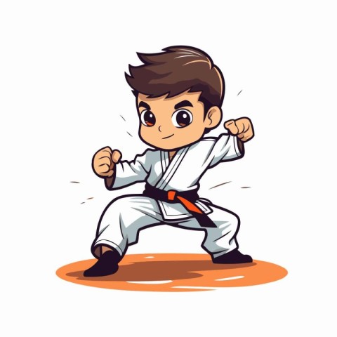 Karate boy. Vector illustration of a karate boy. Cartoon style.