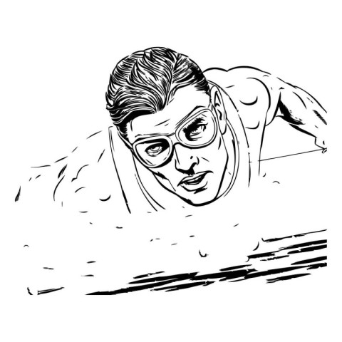 Man swimming in the pool. Vector illustration of a man swimming