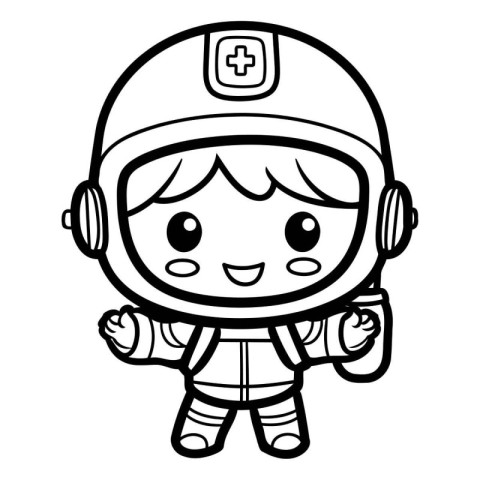 Coloring book for children. Astronaut in space suit with helmet