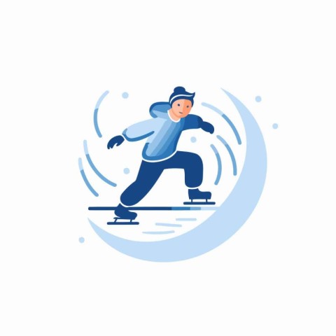 Snowboarder on ice. Winter sport. Flat style vector illustration