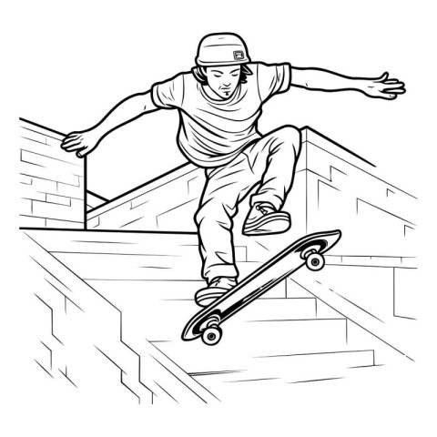 Skateboarder in action. Vector illustration of a skateboarder in