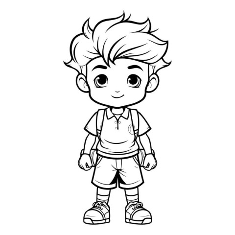 Cute Little Boy Cartoon Mascot Character Vector Illustration.