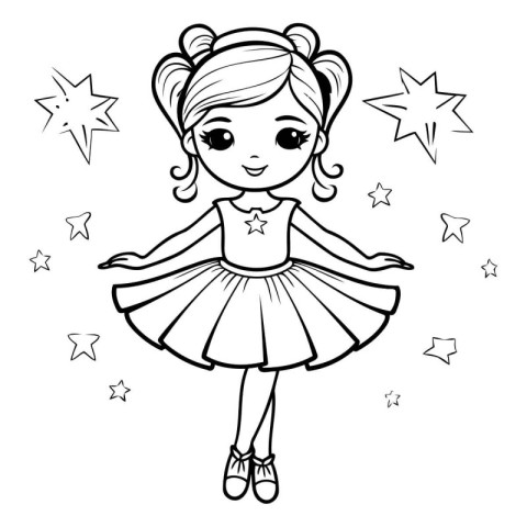 Cute little ballerina. Vector illustration for coloring book.