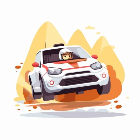 Cars in the desert. Vector illustration in a flat style.