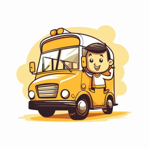 Cartoon school bus. Vector illustration of a school bus with a b