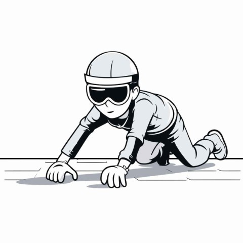 illustration of a racing driver on the race track with helmet an