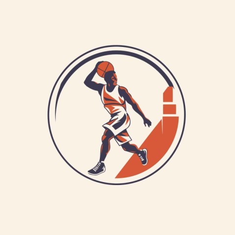 Basketball player logo design template. Vector illustration of b