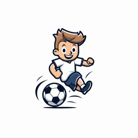 Boy playing soccer cartoon isolated on white background. Design