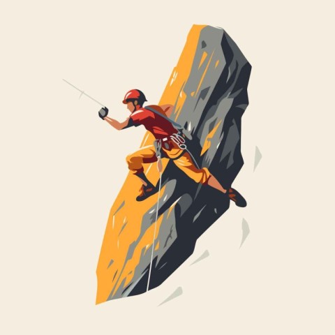 Climber. Vector illustration of a man climbing a rock.