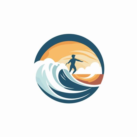 Surfing logo design template. Surfer icon. Vector illustration.