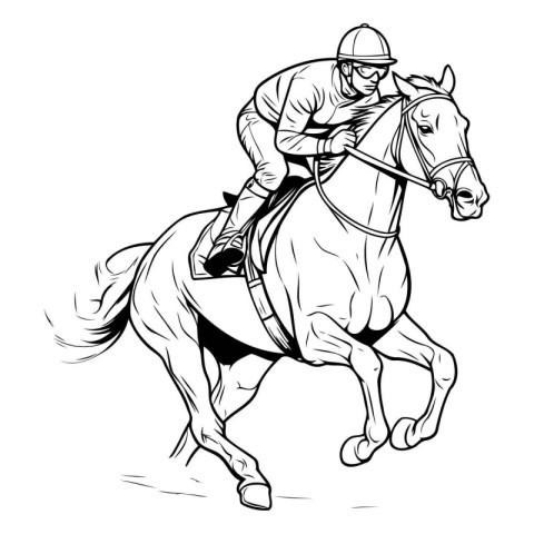 Jockey on horse. Vector illustration of jockey on horse.