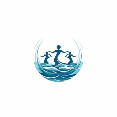 Swimming people logo design template. Swimming pool vector icon.