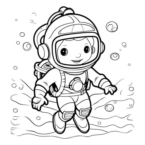 Coloring Page Outline Of Cute Cartoon Astronaut Vector Illustrat