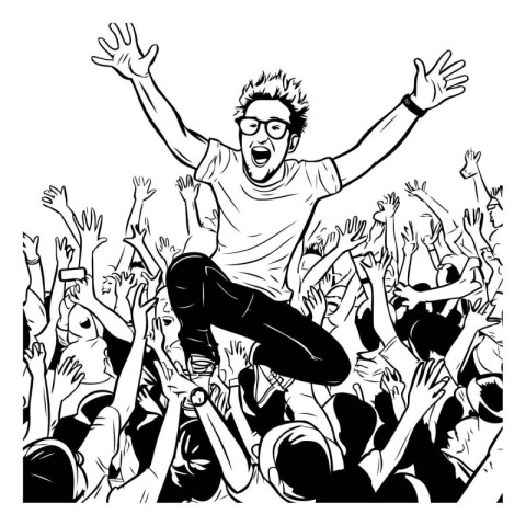 Dancing people. Crowd of people. Vector illustration for your de