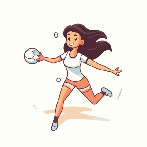 Volleyball player with ball. Vector illustration in cartoon styl