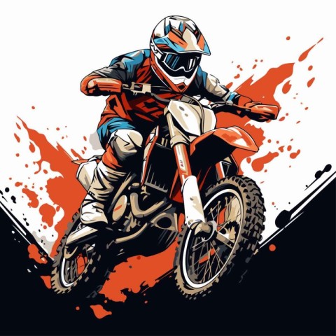 Motocross rider on a motorcycle. Vector illustration of a motocr