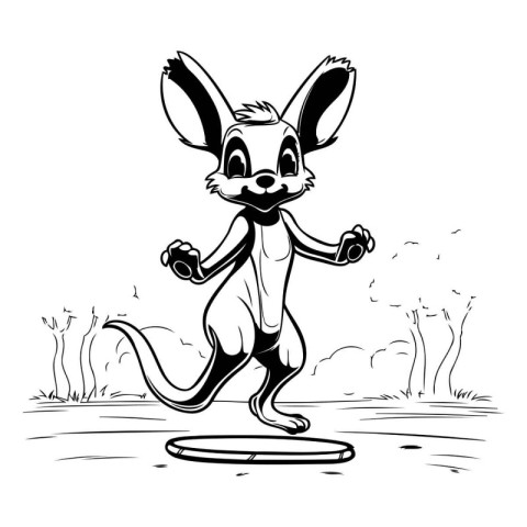 Kangaroo in the park. Cartoon style. Vector illustration.