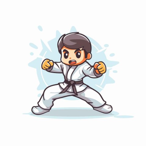 Taekwondo Boy Cartoon Mascot Character Vector Illustration