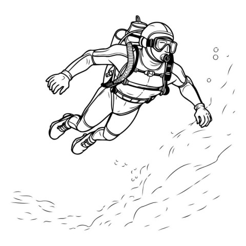 Diver skydiving. Vector illustration of a skydiver.