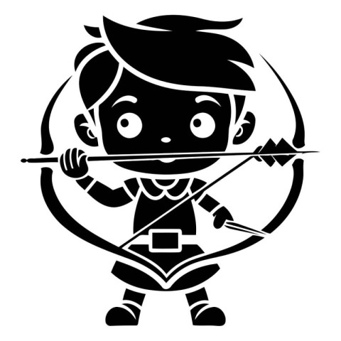 Cupid with bow and arrow icon. Simple illustration of cupid with