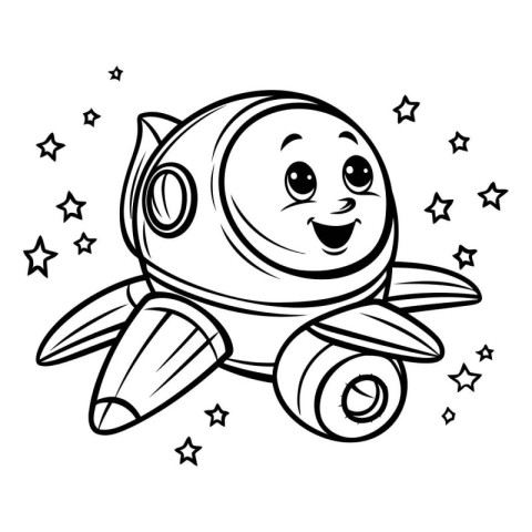 Vector illustration of Cute Cartoon Astronaut. Coloring book for