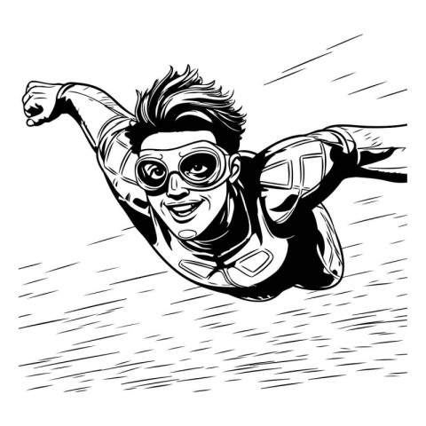 Vector illustration of a man in a diving suit jumping in the air