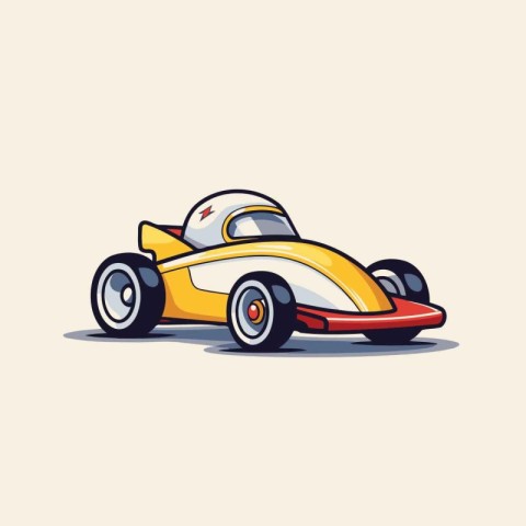 Cartoon racing car on a white background. Vector illustration. E